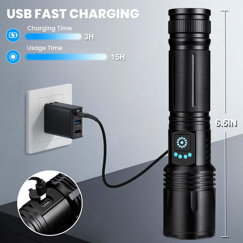 LBE flashlight with telescopic zoom for long-range visibility.