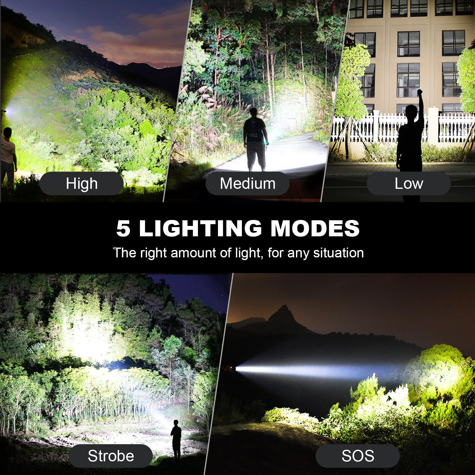 LBE telescopic-head flashlight extended for long-distance visibility.