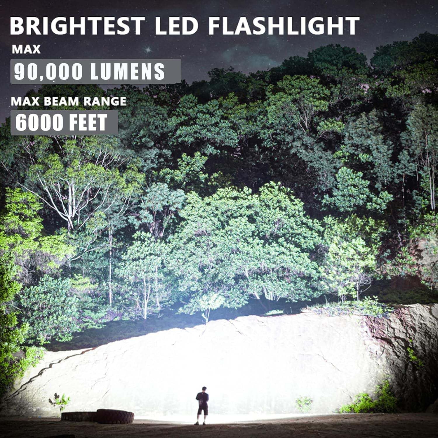 LBE flashlight beam range highlight shows long distance illumination up to 2000 meters