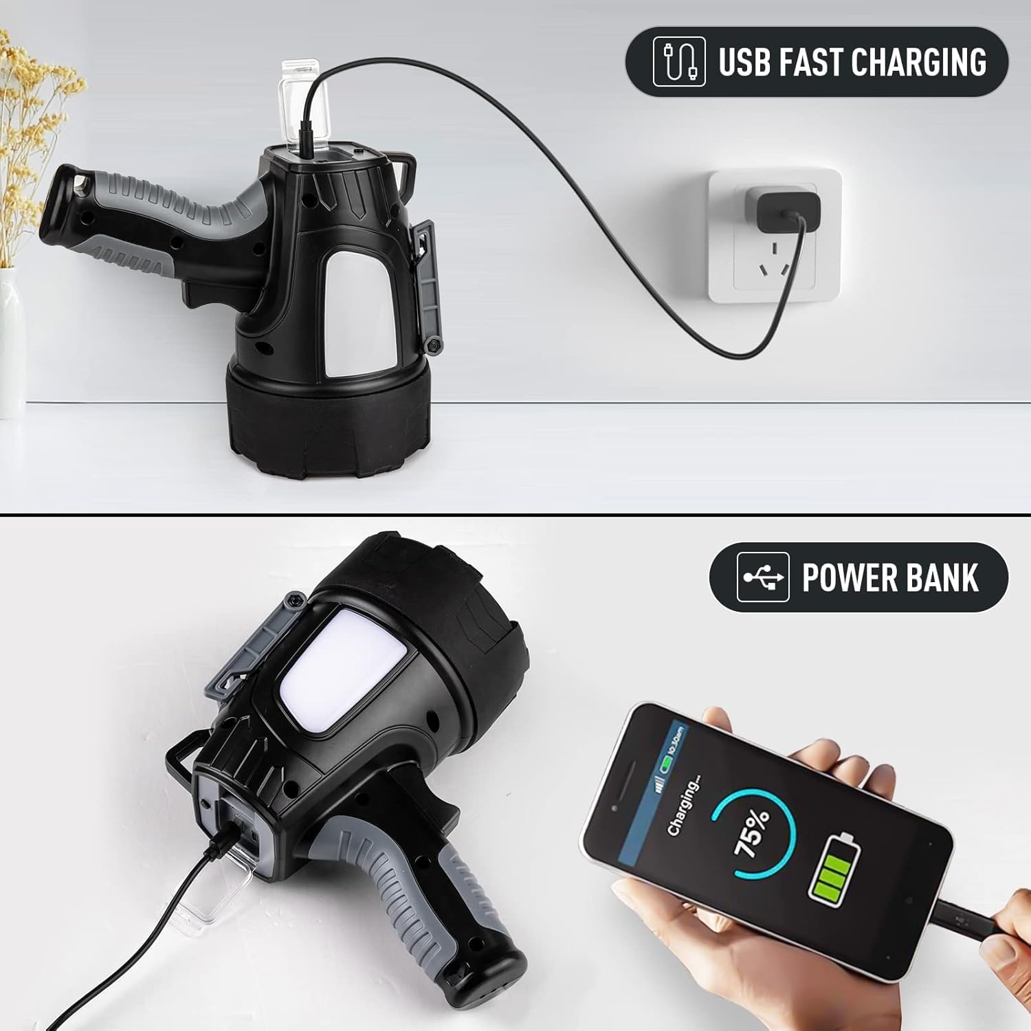 LBE spotlight 10800 mAh battery supports long runtime