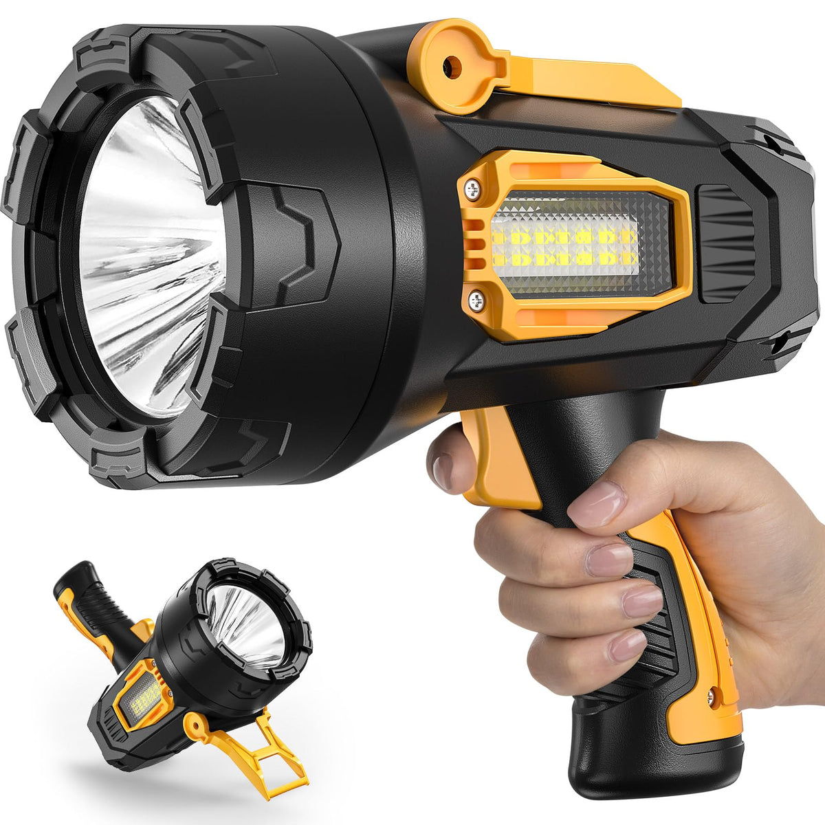 LBE Rechargeable Spotlight front beam delivers long-range visibility for night tasks.