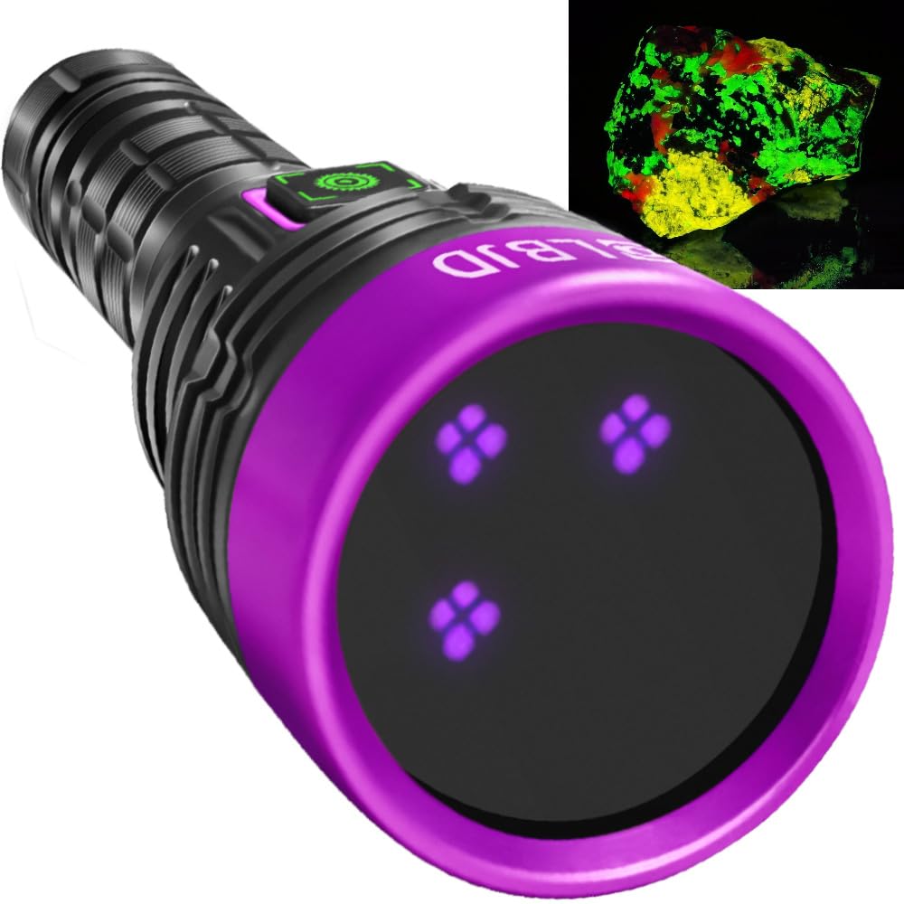 LBJD Blacklight UV Flashlight front view for on-the-go detection.