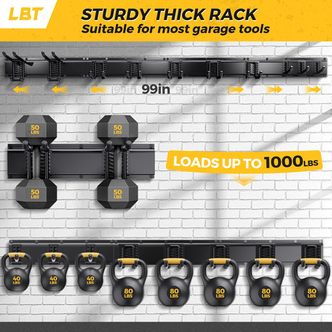 LBT heavy-duty hooks mounted for quick access and secure tool hanging.