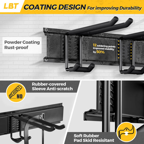 LBT broom and rake fit easily for quick access.
