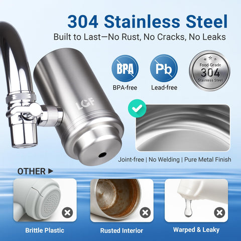 Durable 304 stainless steel body with a one-piece design