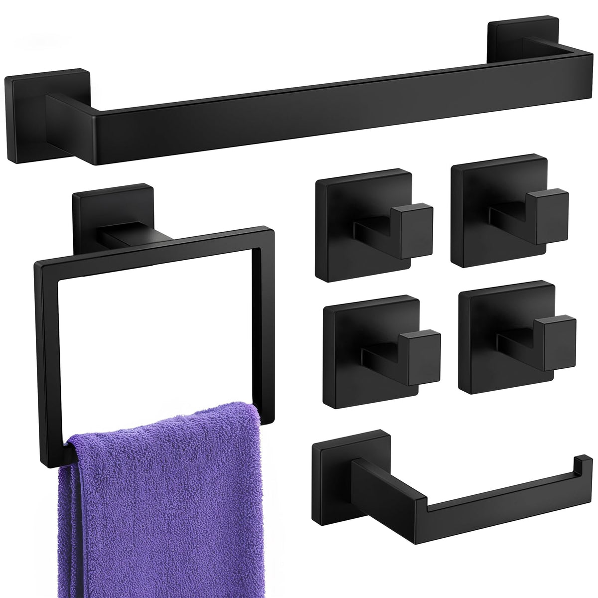 Lckppt 16-inch towel bar in matte black offering sturdy drying space.