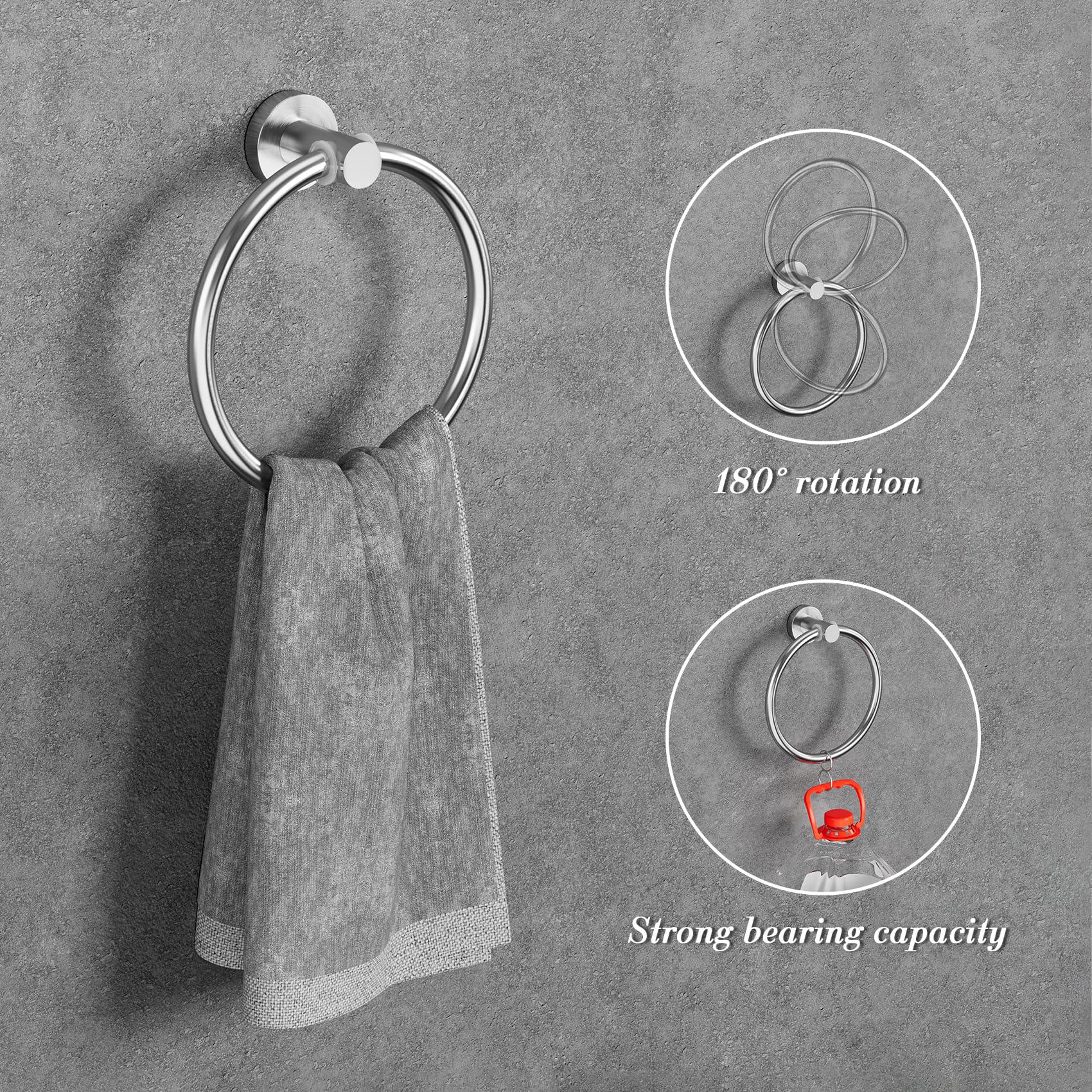 Lckppt brushed nickel robe hook quad supports towels and robes neatly.