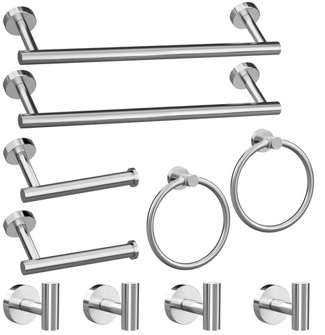 Lckppt brushed nickel towel bar set enhances bathroom organization and style.