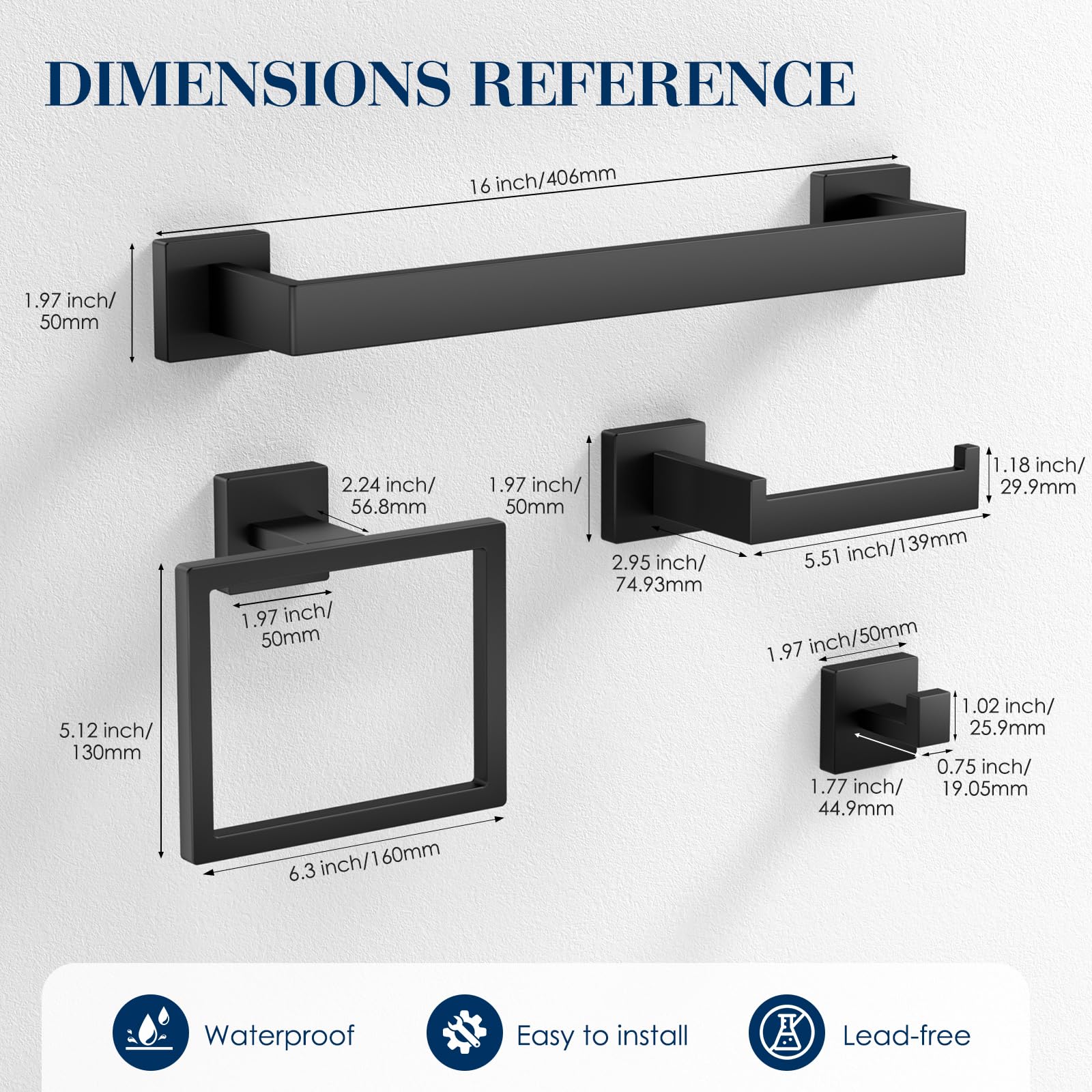 Lckppt wall-mounted bathroom accessories bring a clean, space-saving look.