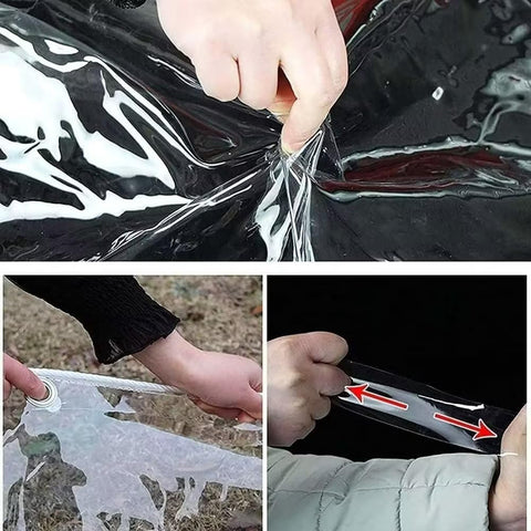 LC&QS tarp with grommets and rope enables fast setup.