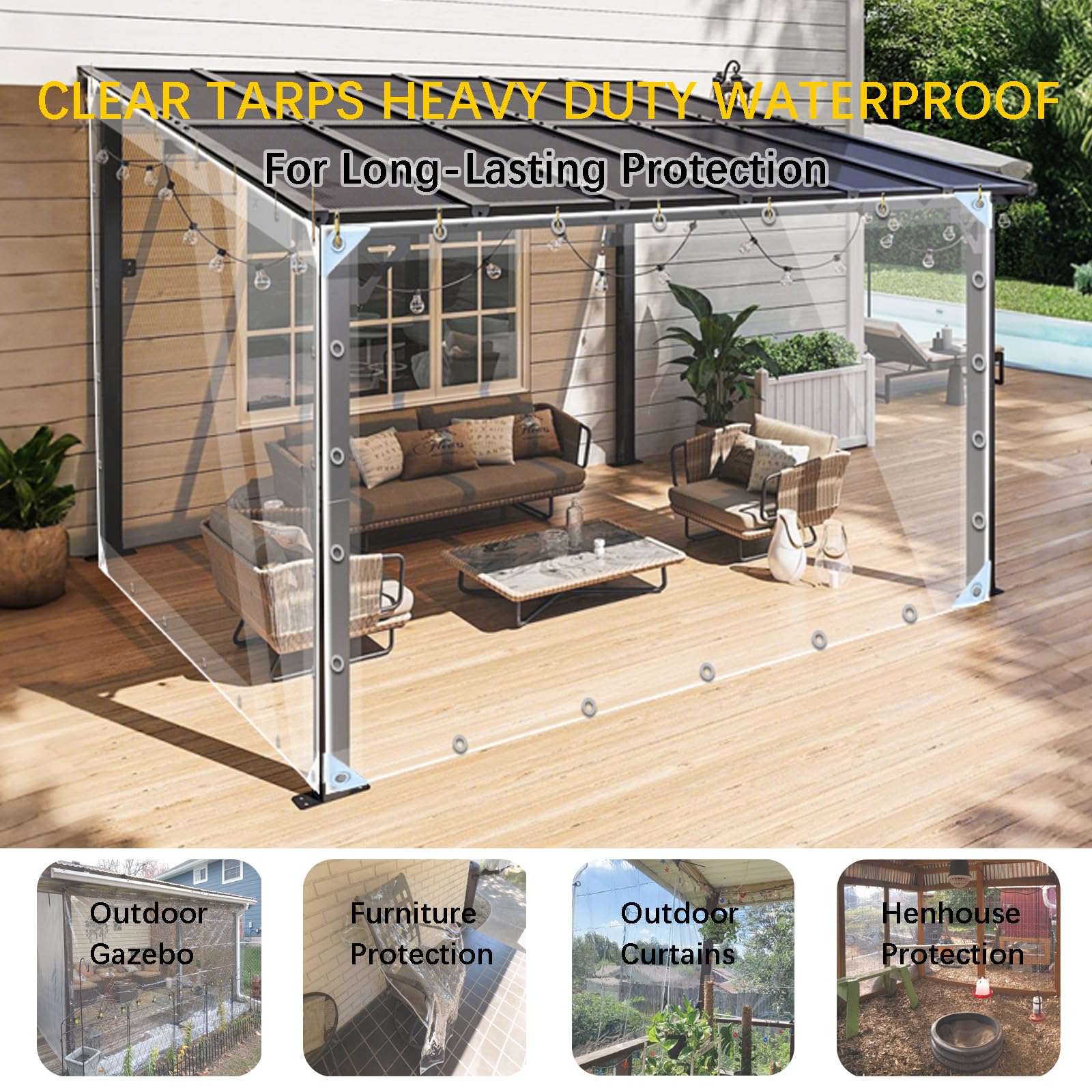 LC&QS Transparent tarp; 99.99% clarity for light spaces.