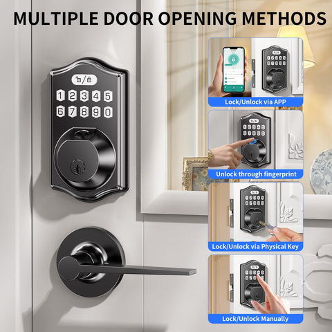 LCWZSA smart deadbolt with lever handle and PIN code for secure entry