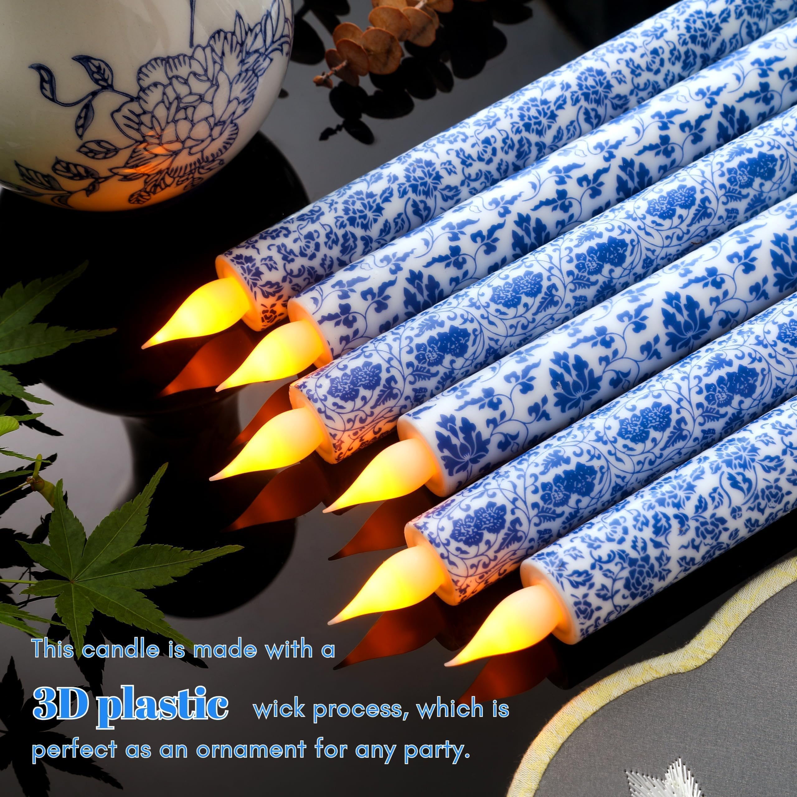 LCZLUMIPRO 10.6-inch chinoiserie-taper candles suit long table centerpieces beautifully.