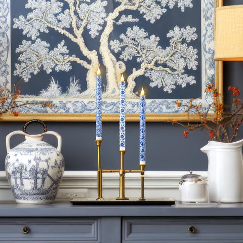 LCZLUMIPRO chinoiserie patterned candles add timeless elegance to weddings and holidays.