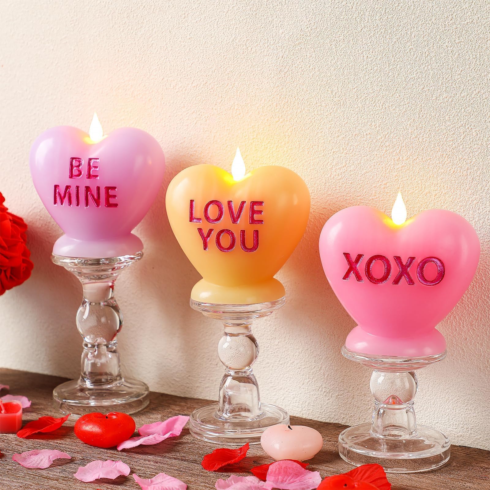 LCZLUMIPRO Heart Candle Centerpiece adds elegant focal point to tables.