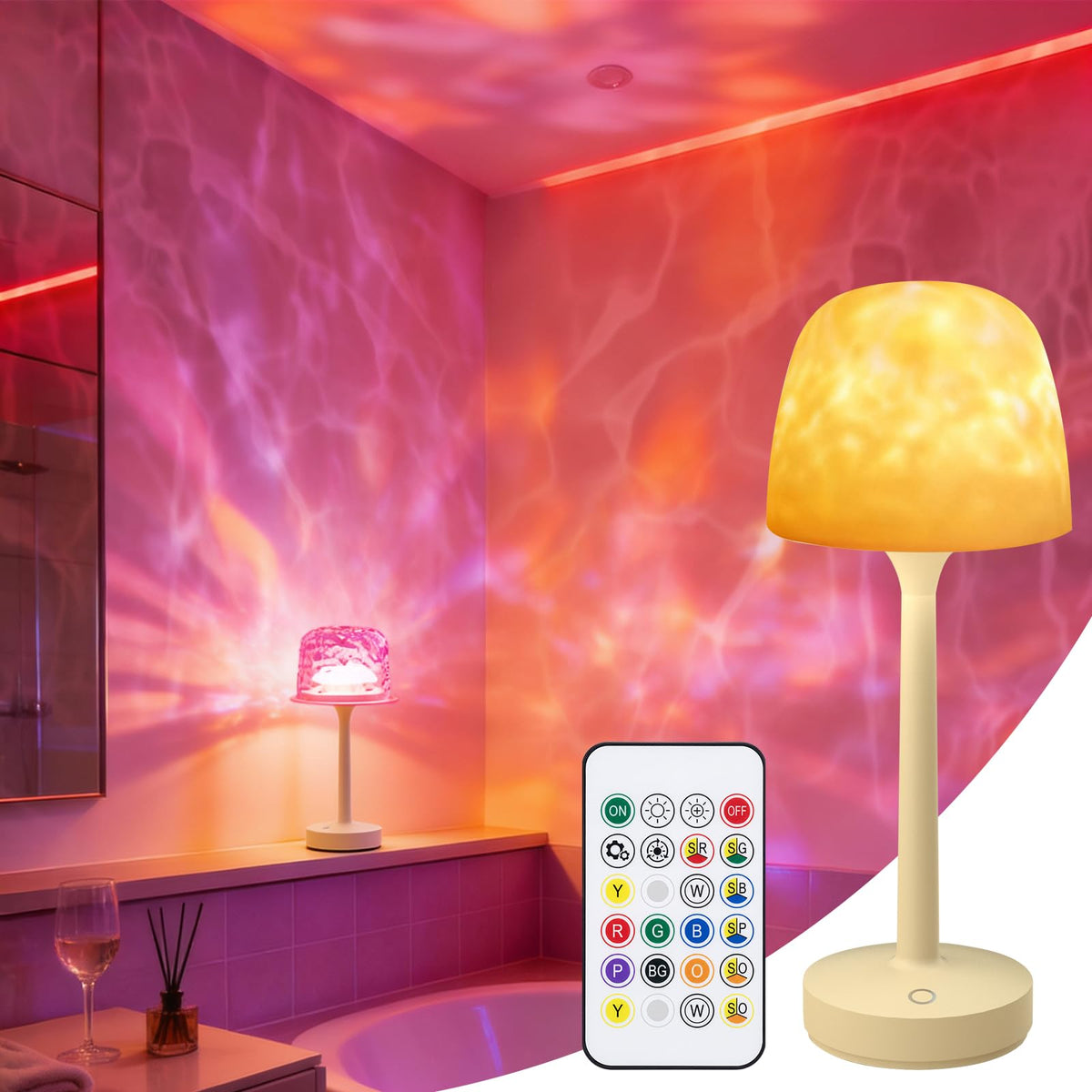 LCZYUYU ocean wave projector lamp in shower creating calming wall lighting