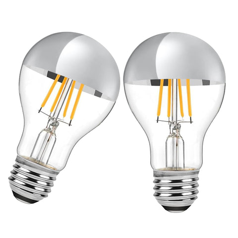LDCHIUEN half-chrome LED bulb with clear glass for vintage ambiance and glare diffusion.