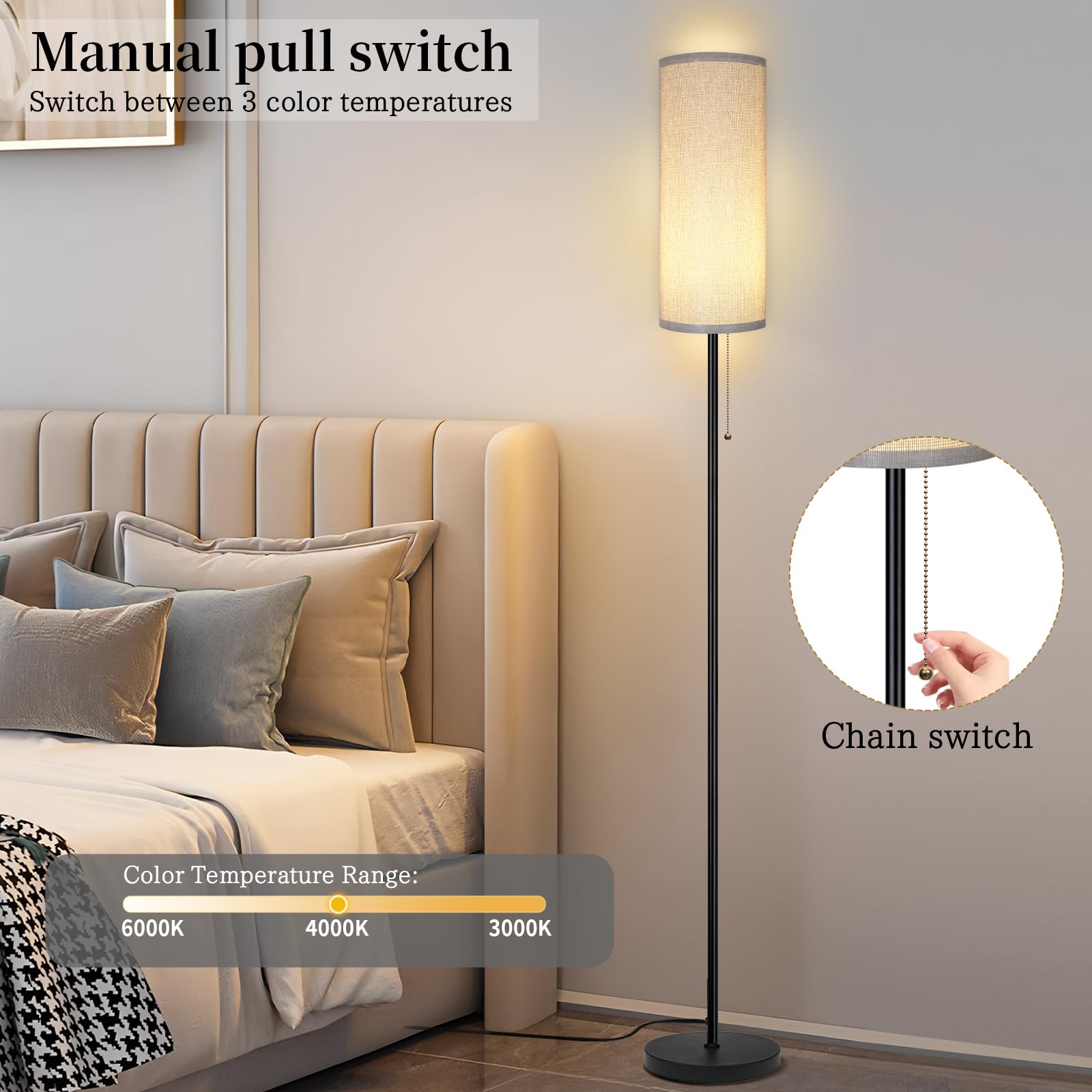 Ldeco floor lamp with chain switch for easy control
