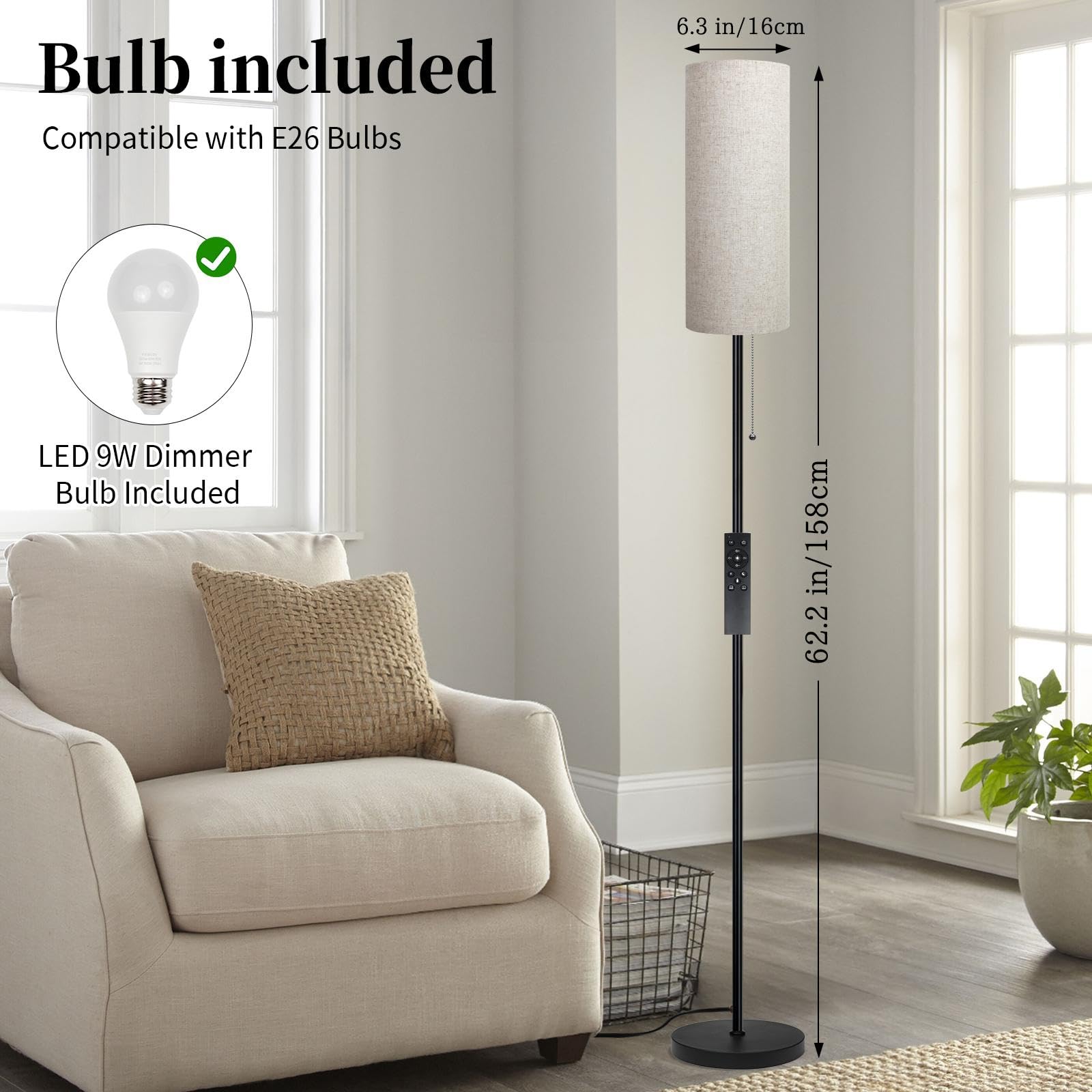 Ldeco floor lamp heavy base provides stability for safe placement in busy spaces.