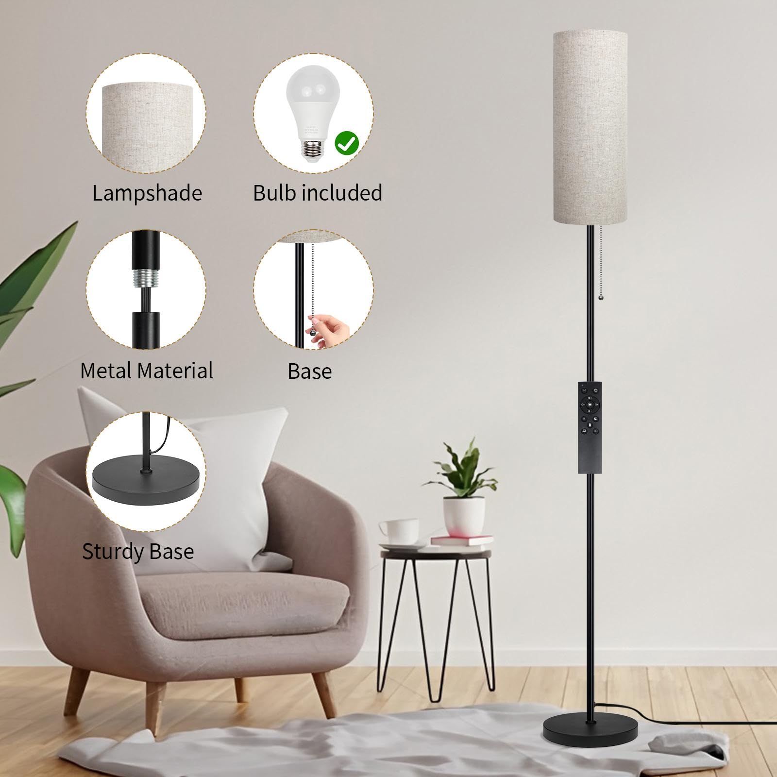 Ldeco floor lamp includes an LED bulb for immediate use and efficiency.