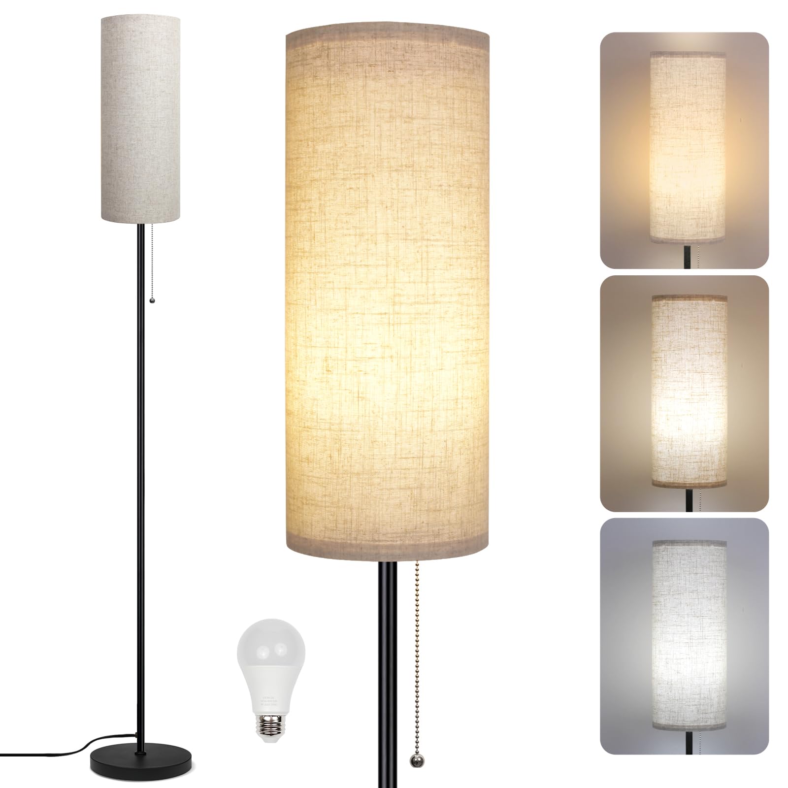 Ldeco floor lamp with beige shade enhances living room ambiance and reading light