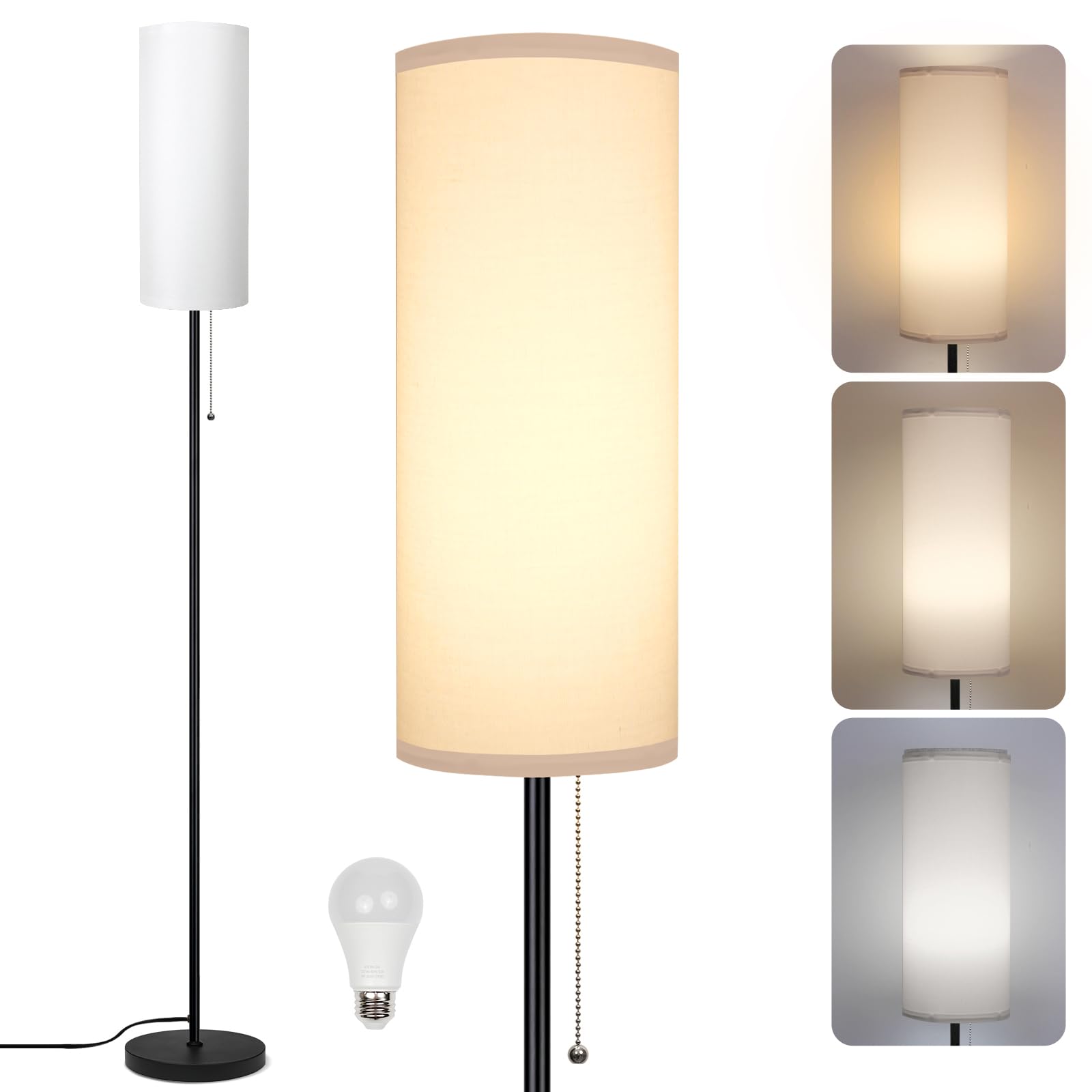 Ldeco floor lamp with white shade in living room for cozy reading light.