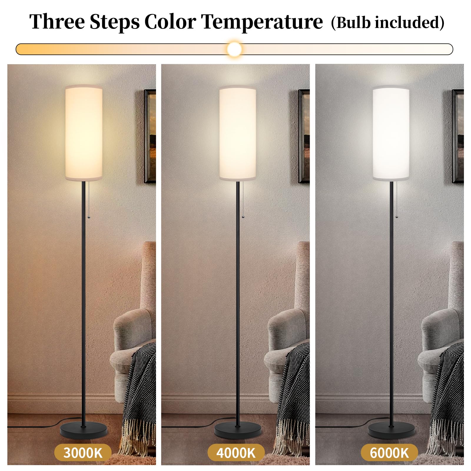 Ldeco minimalist standing lamp fits under sofa corners.