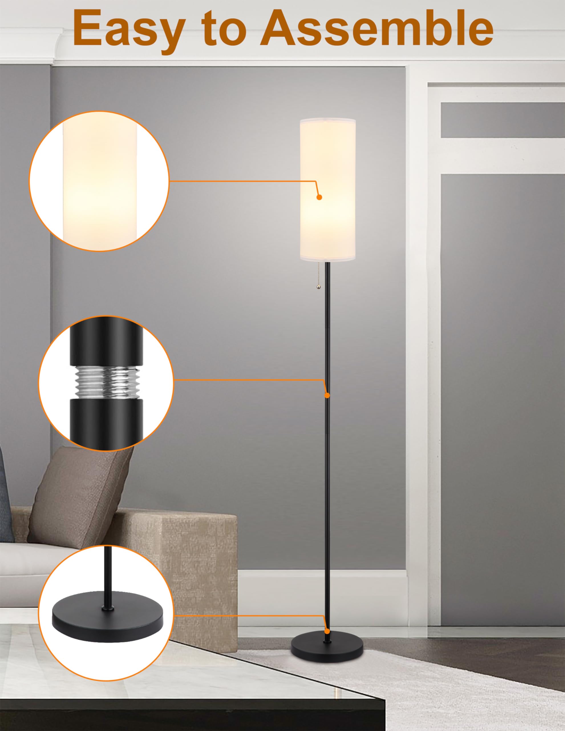 Ldeco office floor lamp with white shade for focused tasks.