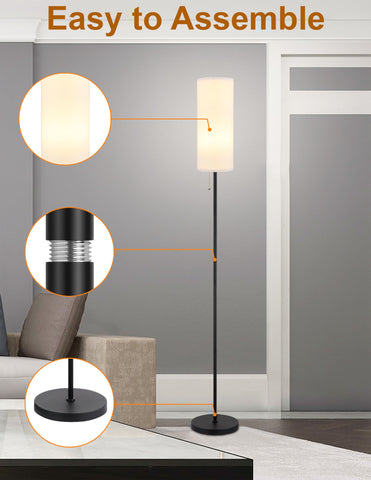 Ldeco office floor lamp with white shade for focused tasks.