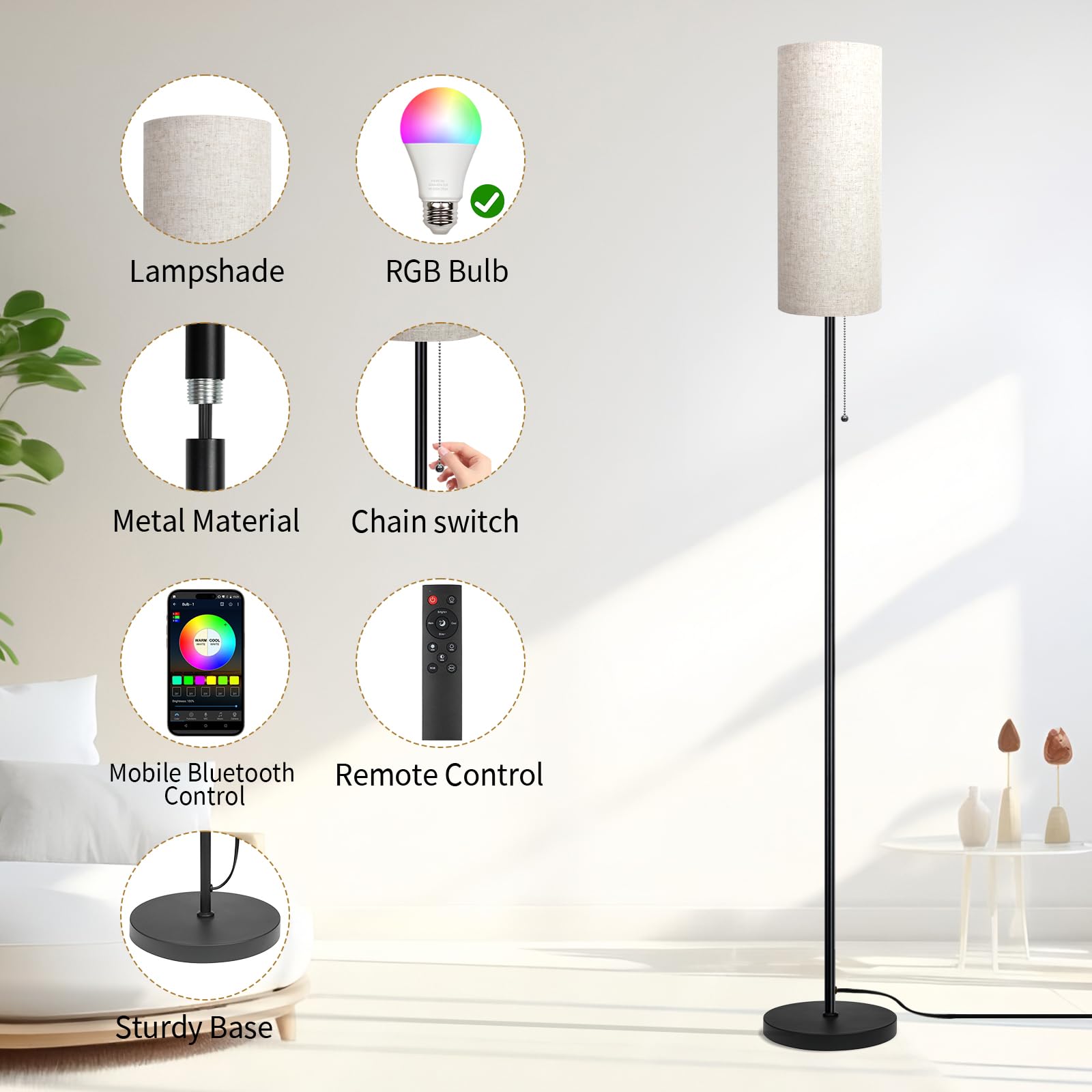 Ldeco floor lamp sturdy base keeps the light stable around kids