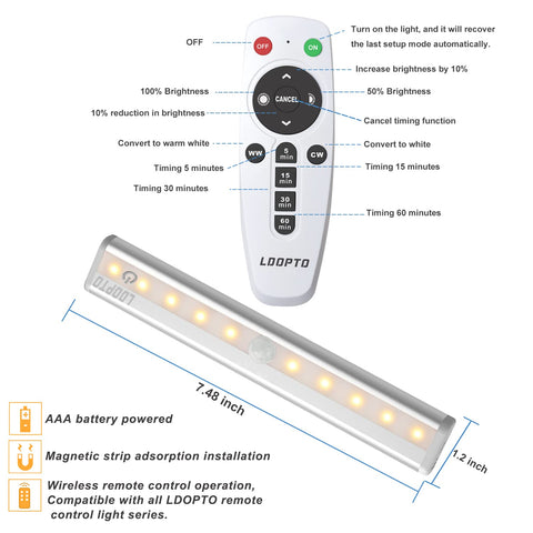 LDOPTO three-pack under-cabinet lights mounted with magnets for discreet lighting.