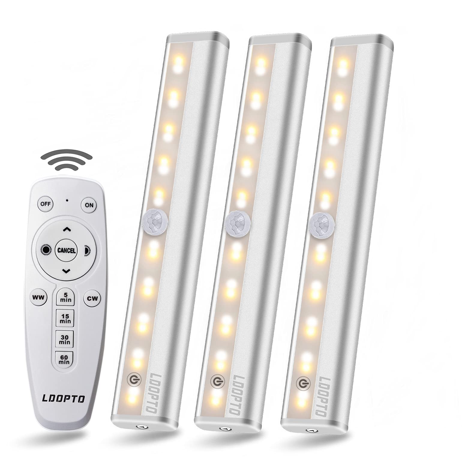 LDOPTO battery under-cabinet light with remote for easy kitchen illumination.