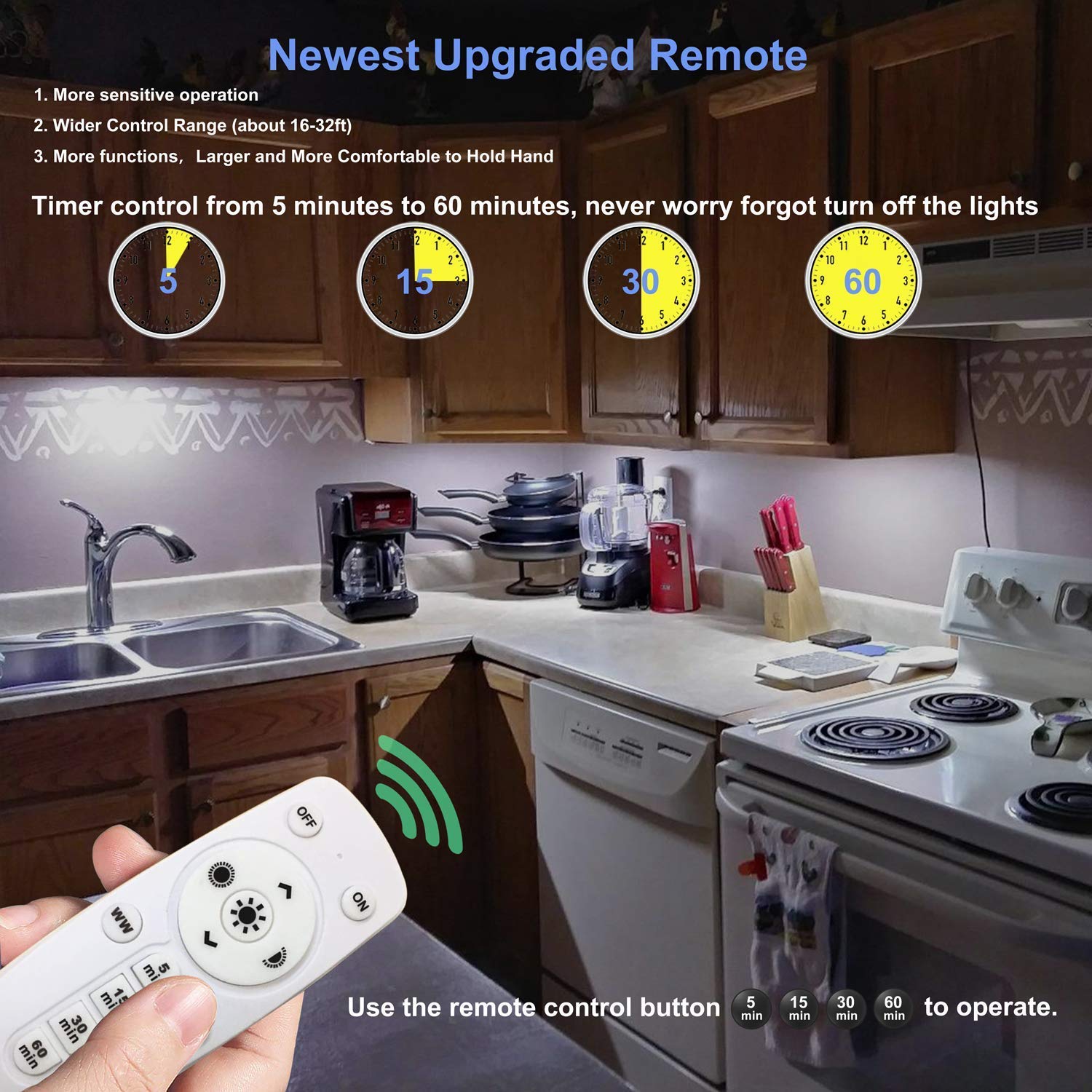 LDOPTO slim-profile under-cabinet light fits neatly under cabinets.