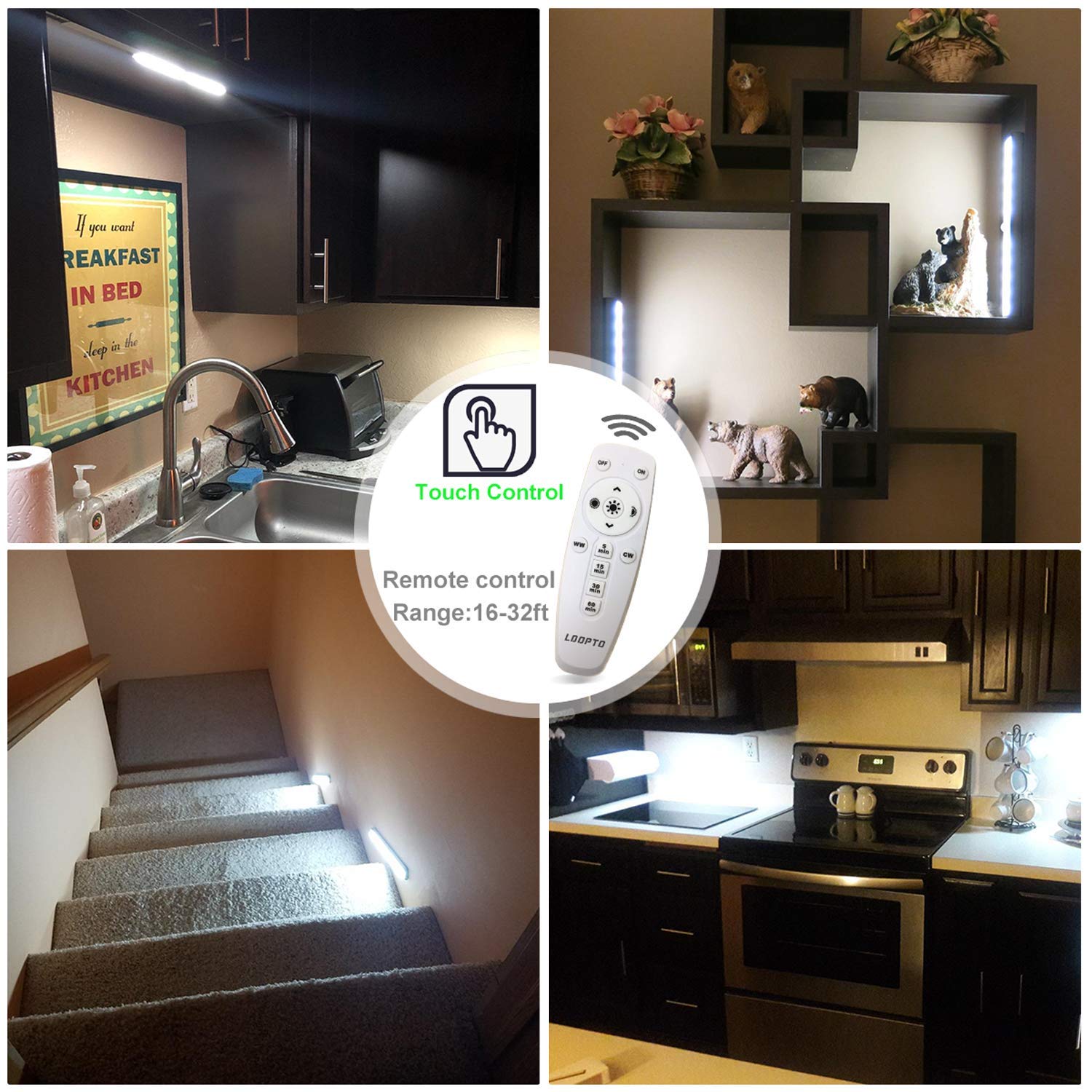 LDOPTO touch-control under-cabinet light provides quick on off.
