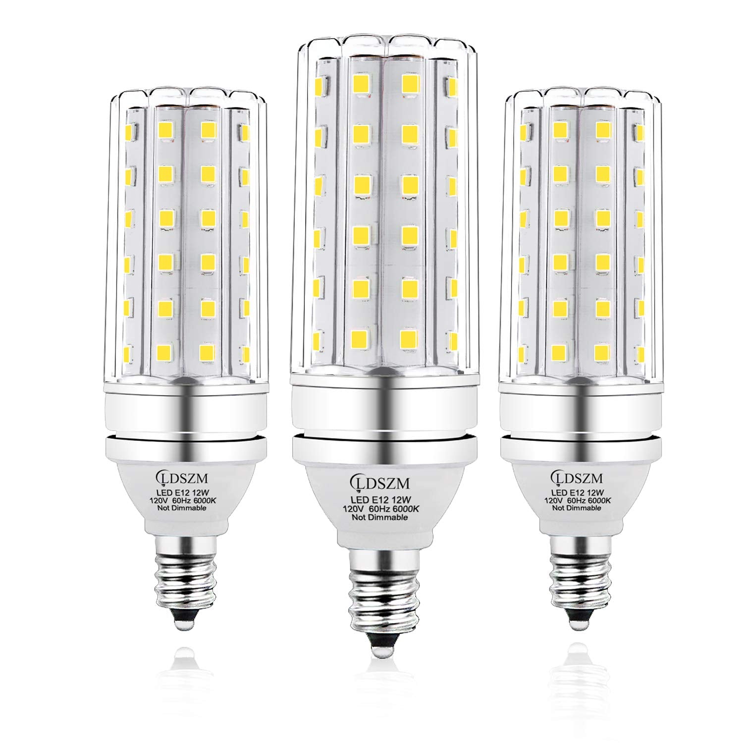 LDSZM E12 LED corn bulb closeup in 6000K cool daylight for energy efficiency.