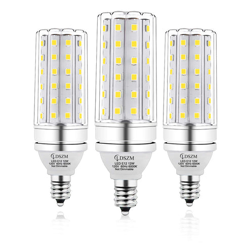 LDSZM E12 LED corn bulb closeup in 6000K cool daylight for energy efficiency.