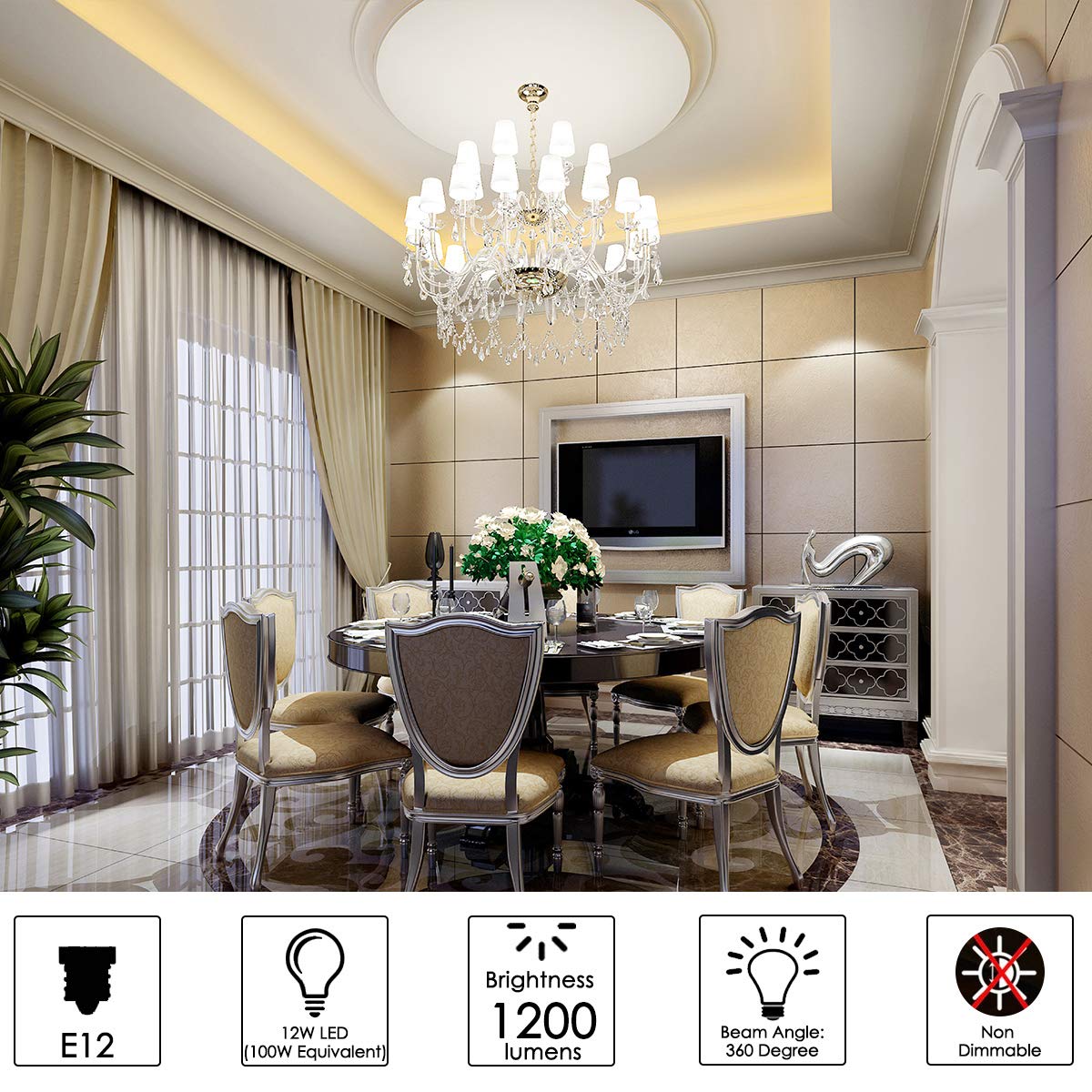 LDSZM flicker-free E12 LED bulb maintains steady illumination.