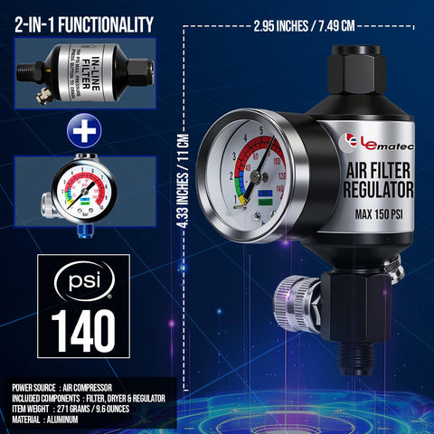 AI303-R1 regulator and gauge detail for steady pressure in tools
