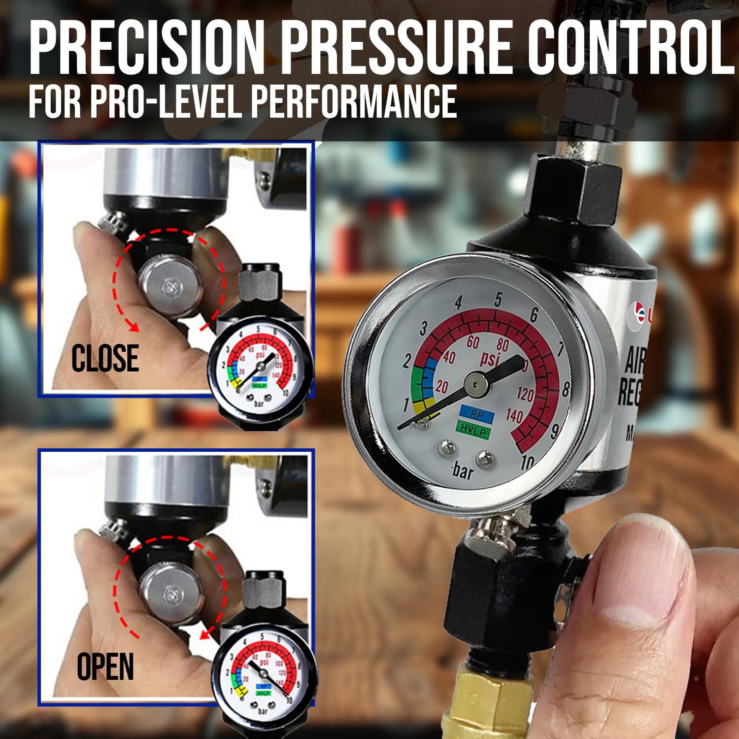 Flow-control knob demonstrates regulation up to 140 PSI for stability