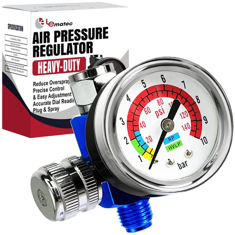 LE LEMATEC air regulator with flow valve and 0-150 PSI gauge for precise control