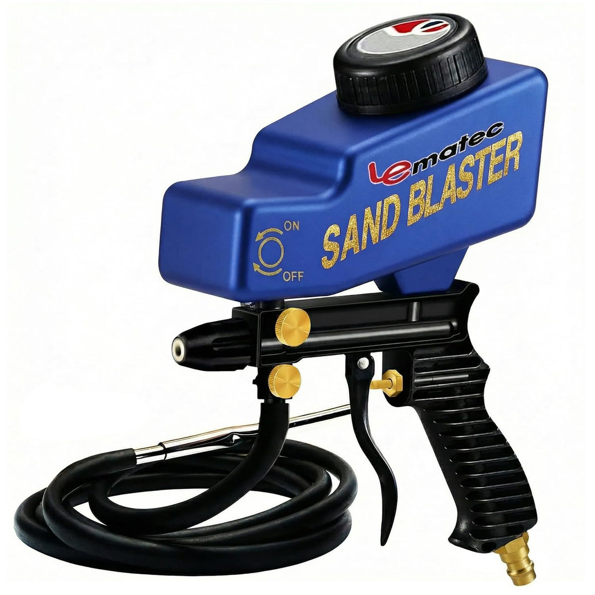 LE LEMATEC Sand Blaster Gun Kit front view for rust removal and glass etching