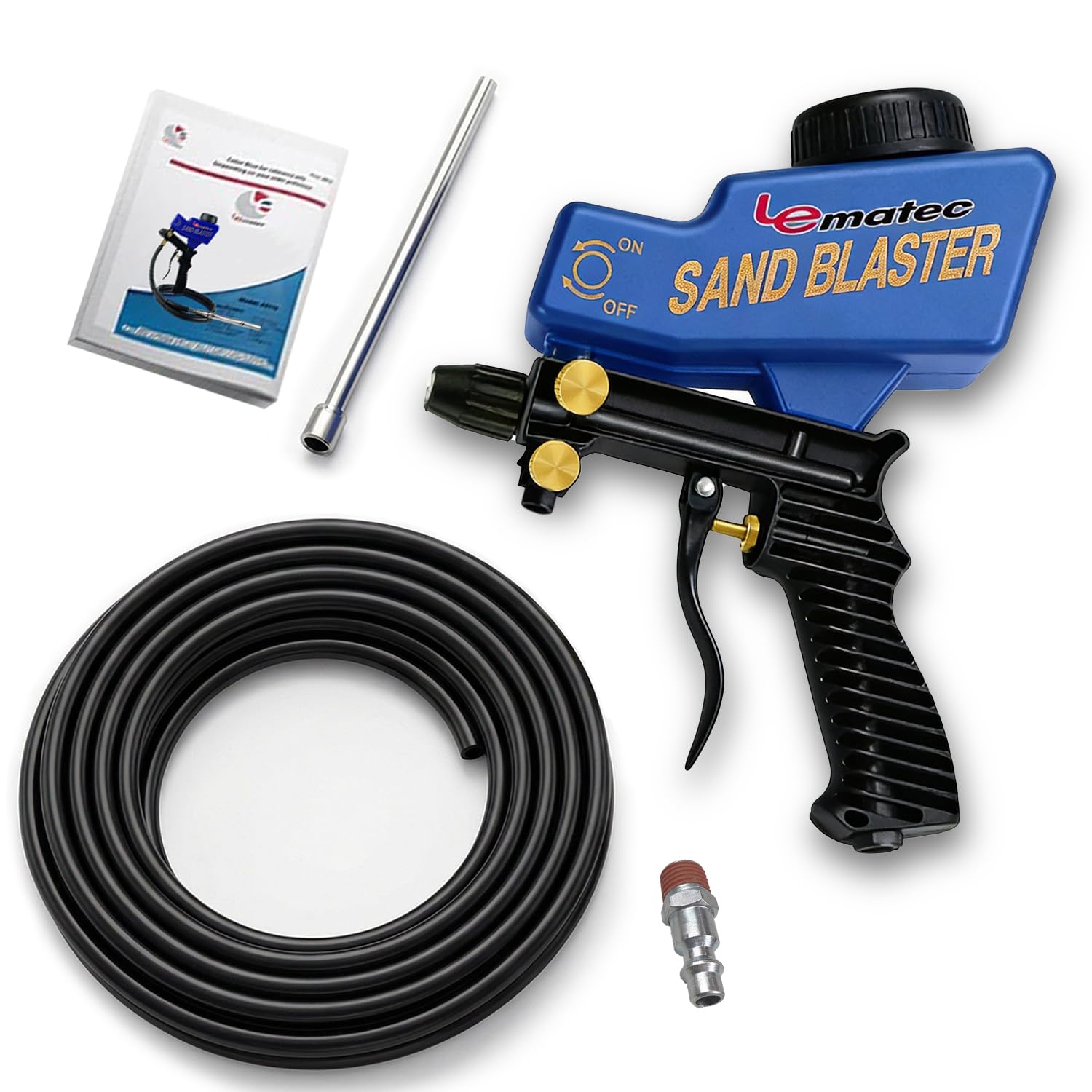LE LEMATEC Sand Blaster Gun Kit gravity-feed mode setup