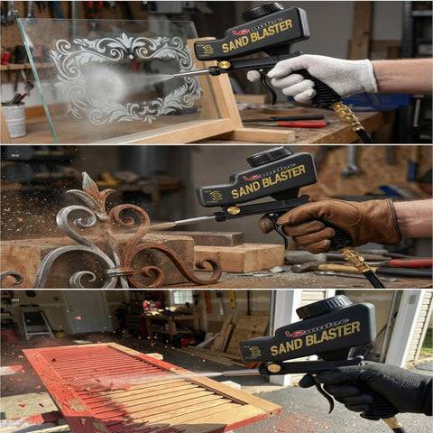 LE LEMATEC sandblaster ergonomic grip reduces fatigue during detail work