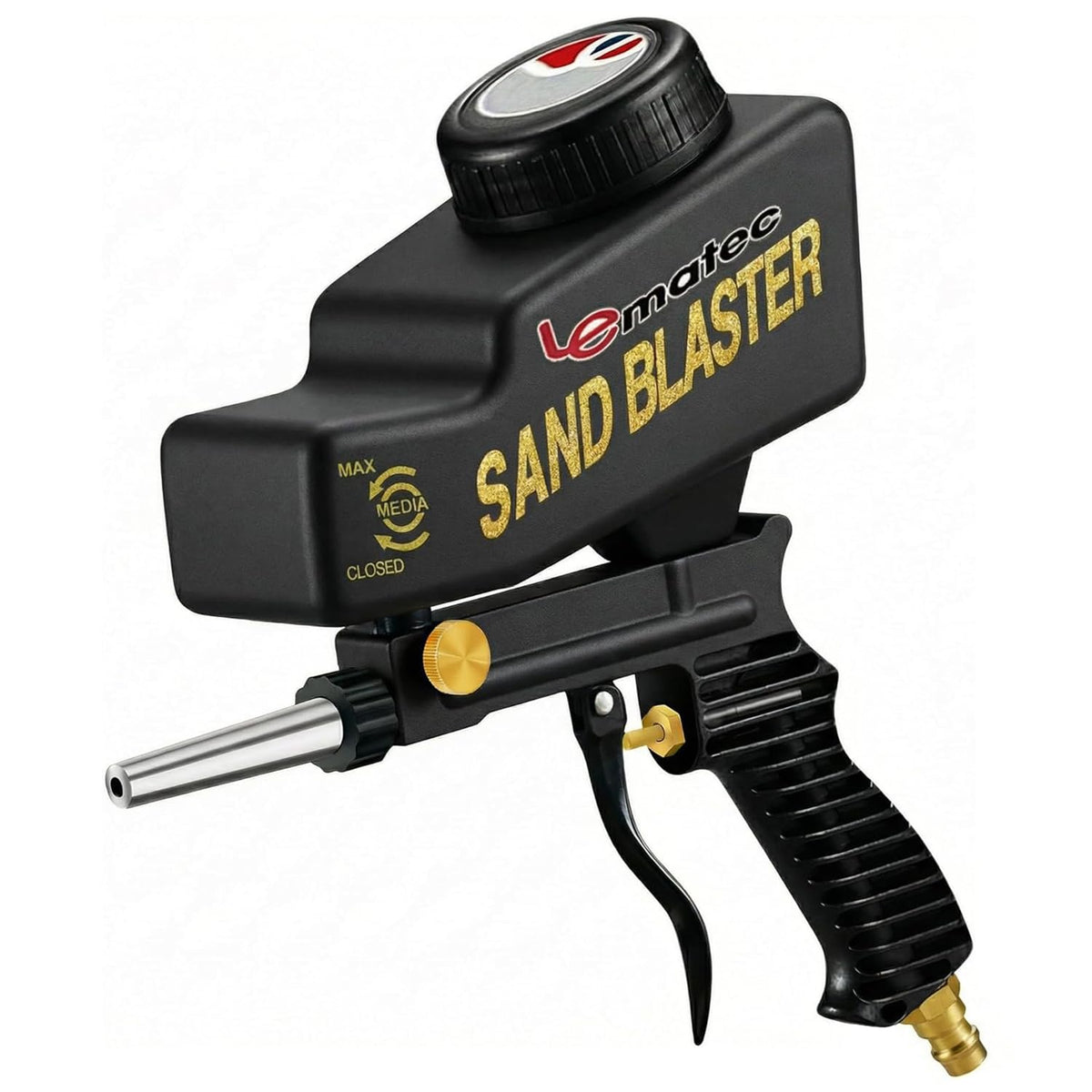 LE LEMATEC Sand Blaster gravity feed hopper for precise spot rust removal