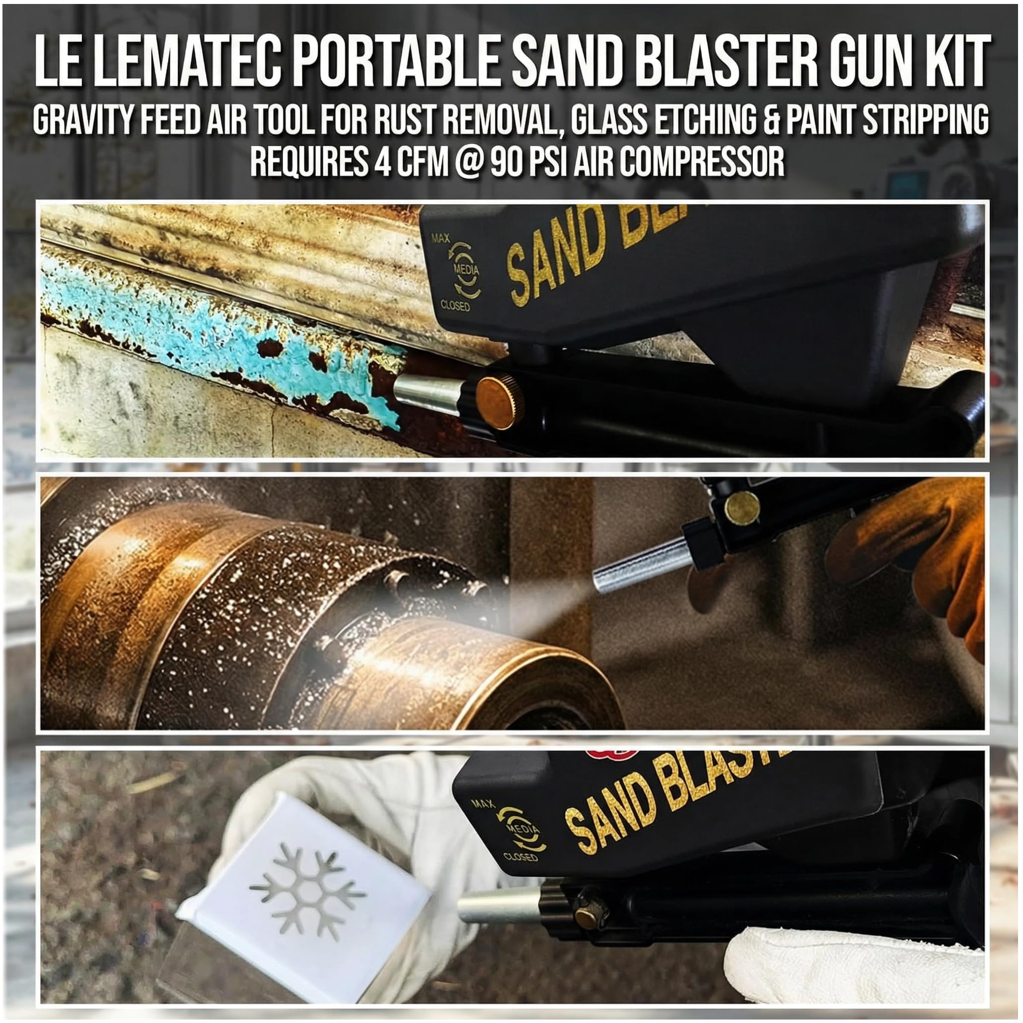 LE LEMATEC sandblaster setup usage guide for safe beginning