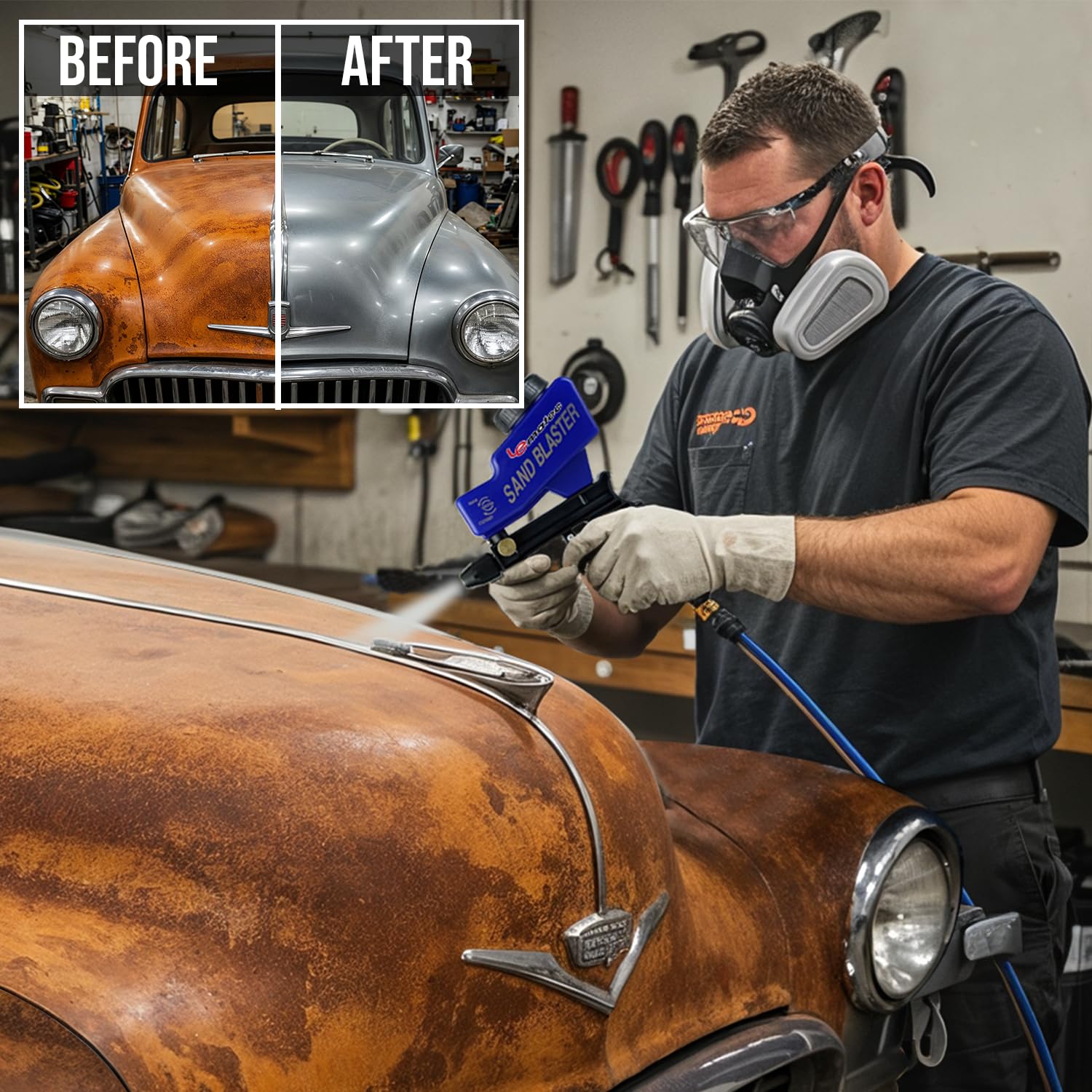 LE LEMATEC soda blasting media—supports automotive restoration and machinery cleaning.