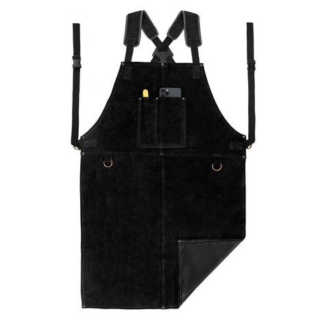 LeaSeek leather welding apron with full-coverage protection from sparks.