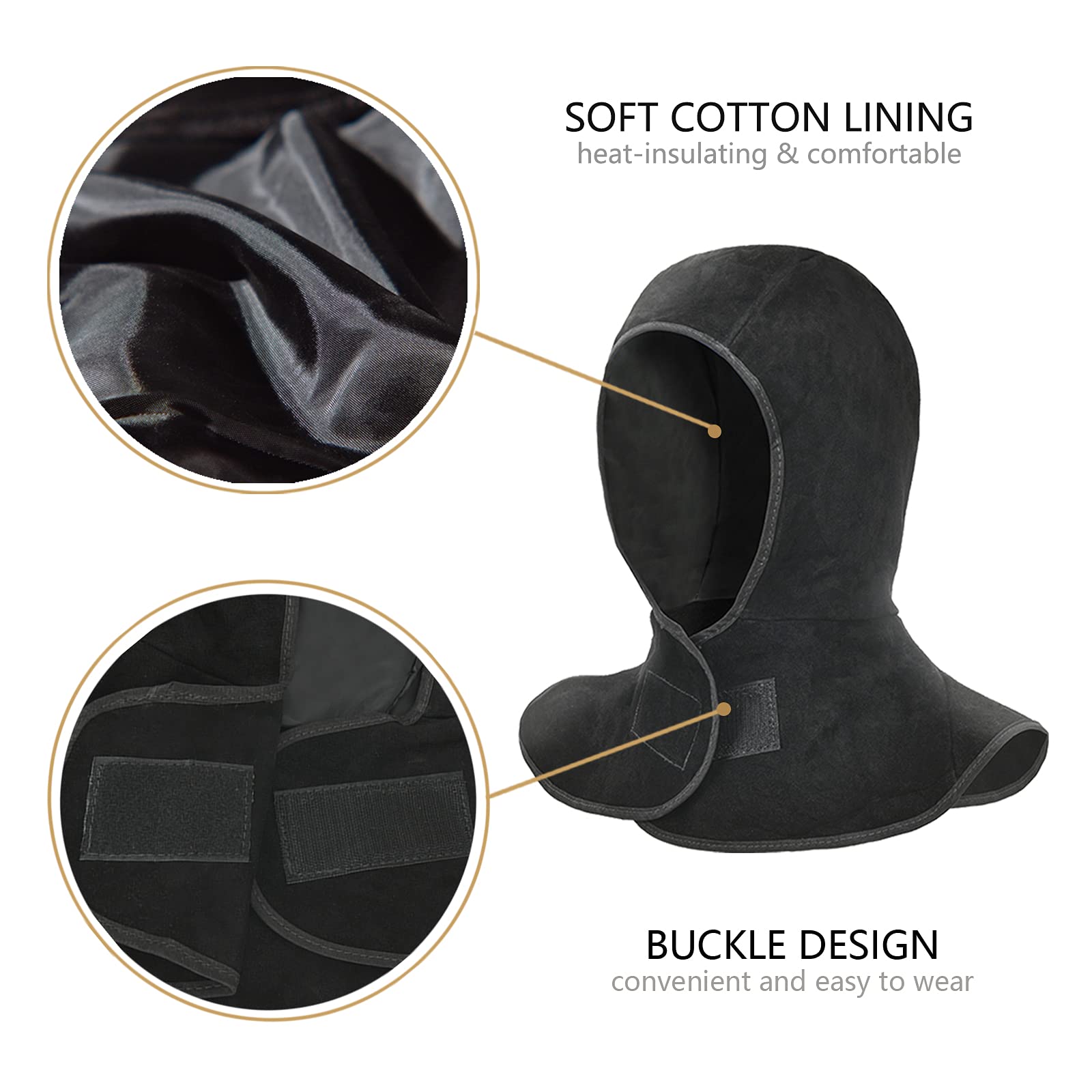 LeaSeek hood coverage around neck and shoulders for protection