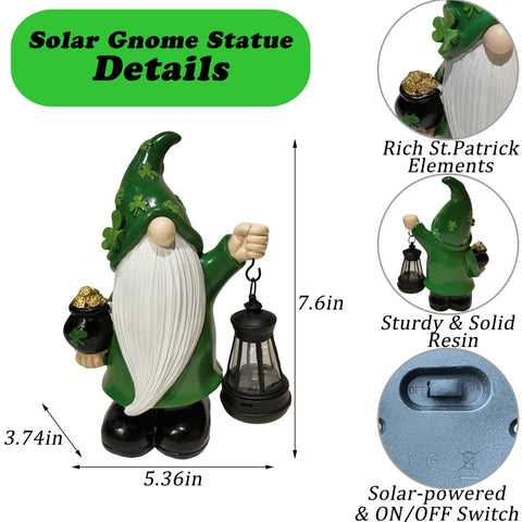 LEAESMHR Leprechaun figurine beside a pot of gold for lucky decor