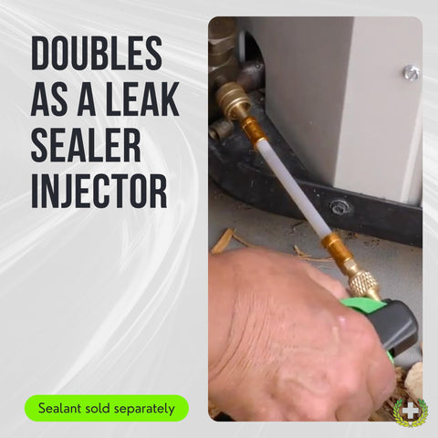 Leak Saver injection gun in use with sealant injection ready